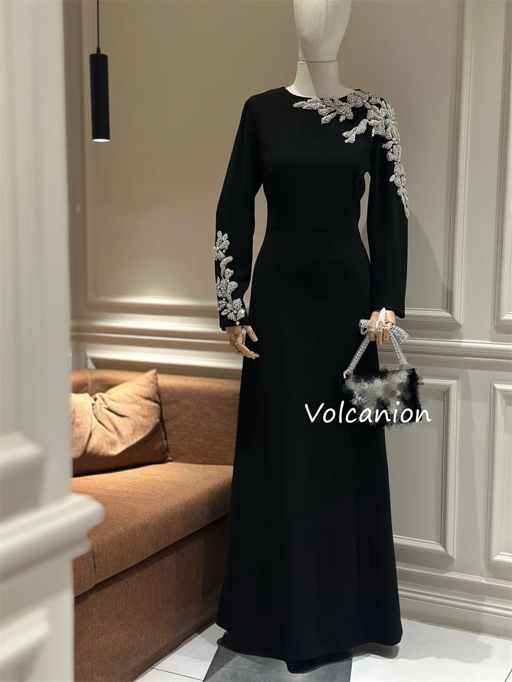 تخصيص جيرسي معقدة نمط مطرزة ألف خط مغرفة الرقبة فساتين سهرة طويلة فاخرة 2025 رعوية بسيطة