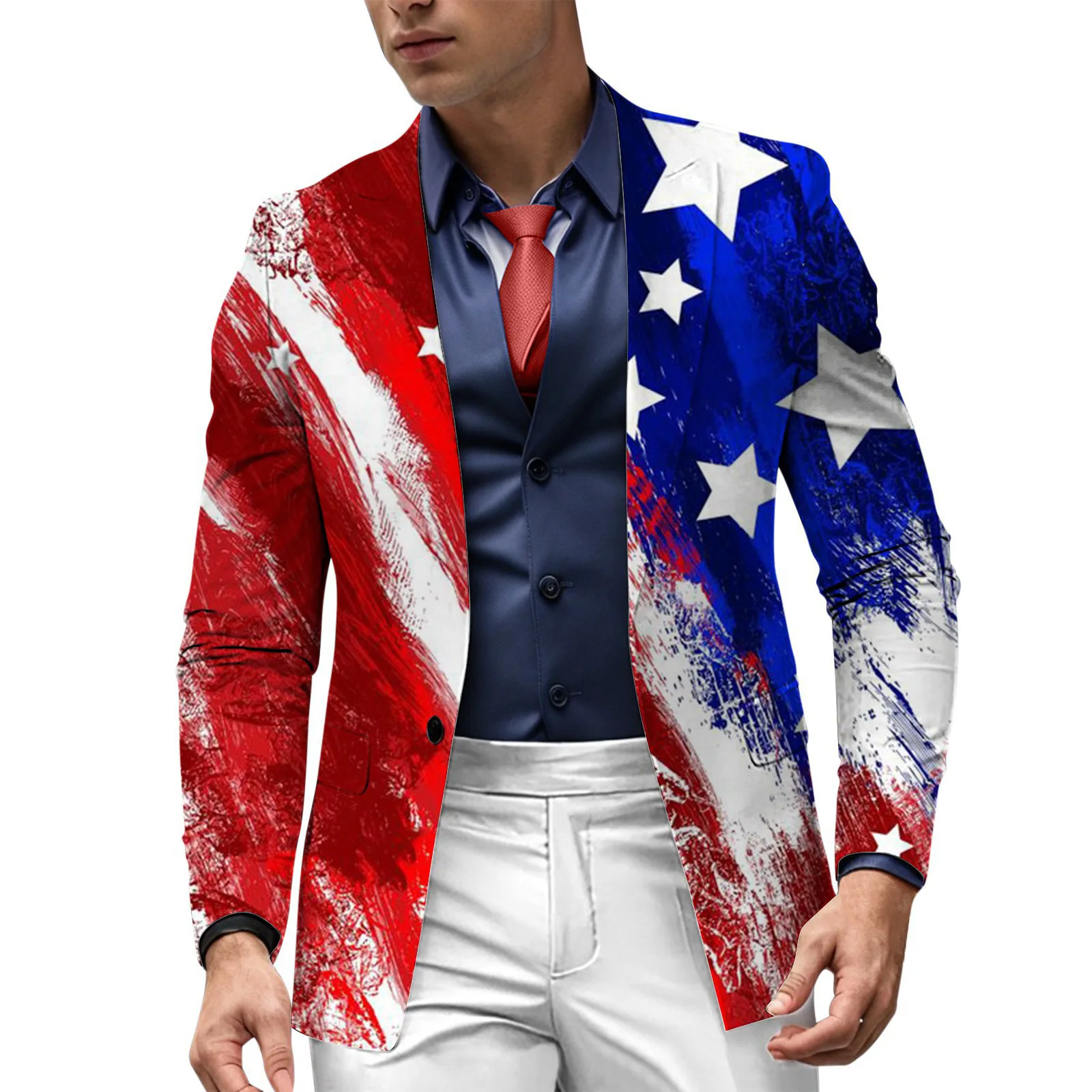 

2026 New Men's Casual, National Flag 3D Printed blazer