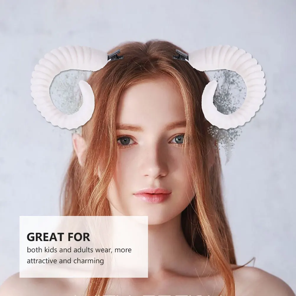 

Sheep Horn Hair Clip Fancy Artificial horns for Cosplay Halloween Party Home Decoration Black Plastic Lightweight Durable Small