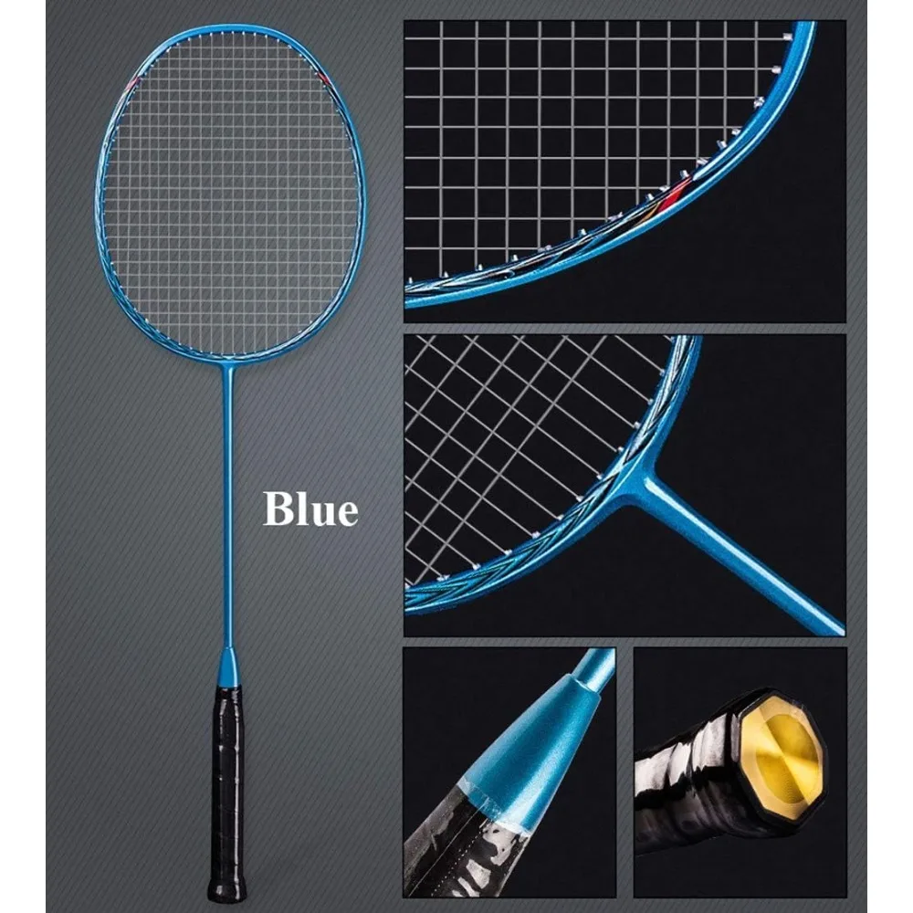 Badminton Racket, Professional All Carbon Fiber Badminton Racket, Frame Weight of 75 Grams, with Grip