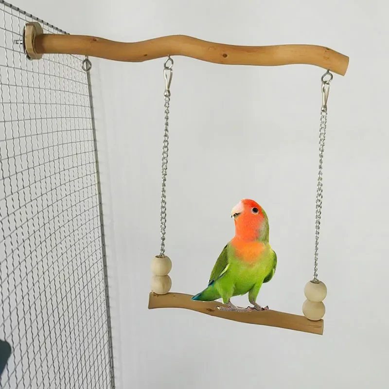 Brinquedo de madeira natural para animais de estimação, papagaio, balanço de pássaros, exercício de escalada, brinquedos de madeira para animais de estimação, papagaio, arara, rede, brinquedo de pássaros