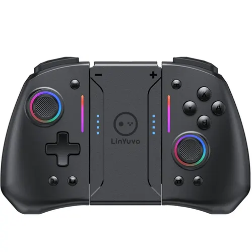 LinYuvo KS42 Joy-pad inalámbrico con luz de meteoros con luces RGB de 8 colores para interruptor/Lite/OLED, con programable, Turbo y vibración