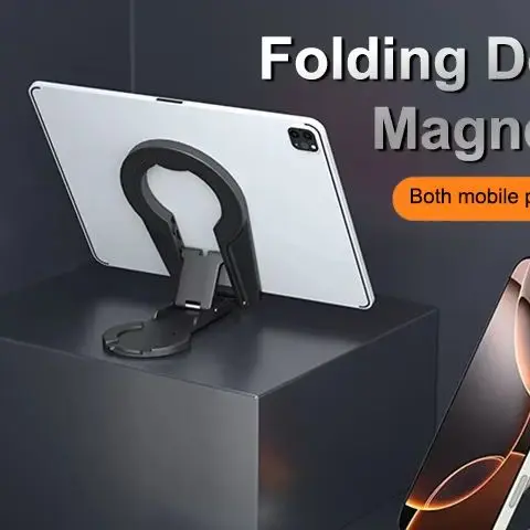 범용 접이식 자기 전화 홀더 회전식 데스크탑 스탠드 아이폰 MagSafe 삼성 자동차 스탠드에 대한 양면 자기