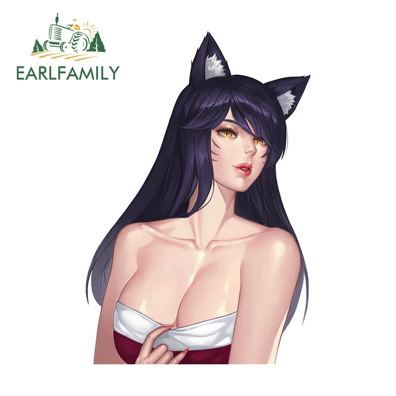 EARLFAMILY 13cm x 8.8cm for Ahri League Of Legends Car Sticker Waterproof Original Decal Scratch-proof Air Conditioner Decor