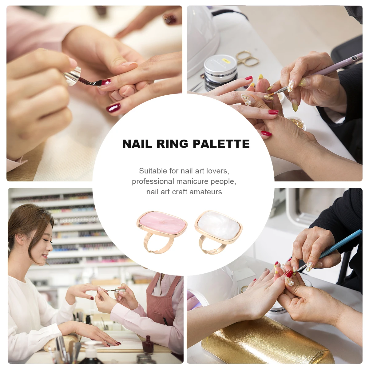 

2 Pcs Nail Palette Tech Nails Ring Mixing Color Art Finger Plate Ultraviolet Light