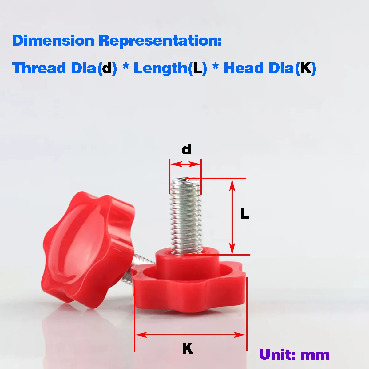 

Red Plum Blossom Hand Screw/Plastic Head Adjustment Knob M4-M8