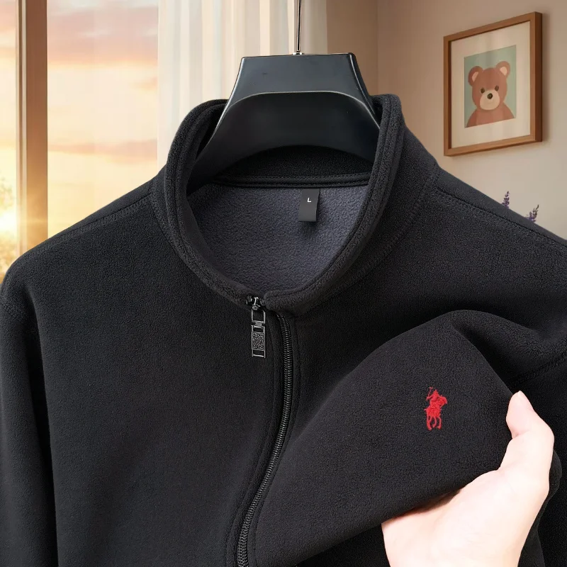 

Осенне-зимний хит продаж, удобный бархатный теплый кардиган на молнии, мужская дизайнерская брендовая куртка с вышивкой Paul и воротником-стойкой