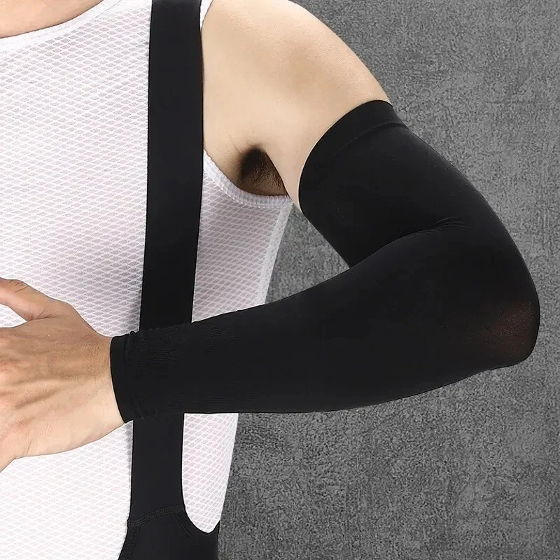 Mangas de brazo deportivas de seda de hielo para ciclismo, protección solar UV, viajes al aire libre, correr, gimnasio, Fitness, mangas de brazo frescas de verano