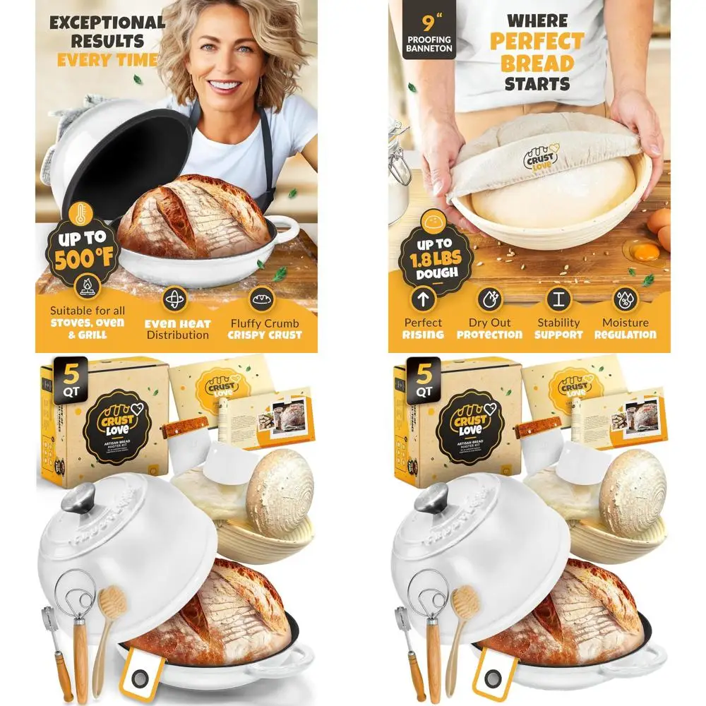 

Enamel Bread Dome 5QT - Sourdough Cast Iron Dutch Oven with Lid, Accessories for Bread Making