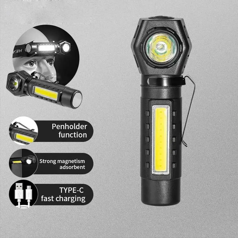 Outdoor Headlights Long Endurance Strong Light LED Rechargeable Mounted Ultra Bright Magnetic Pen Holder Dual Purpose Flashlight
