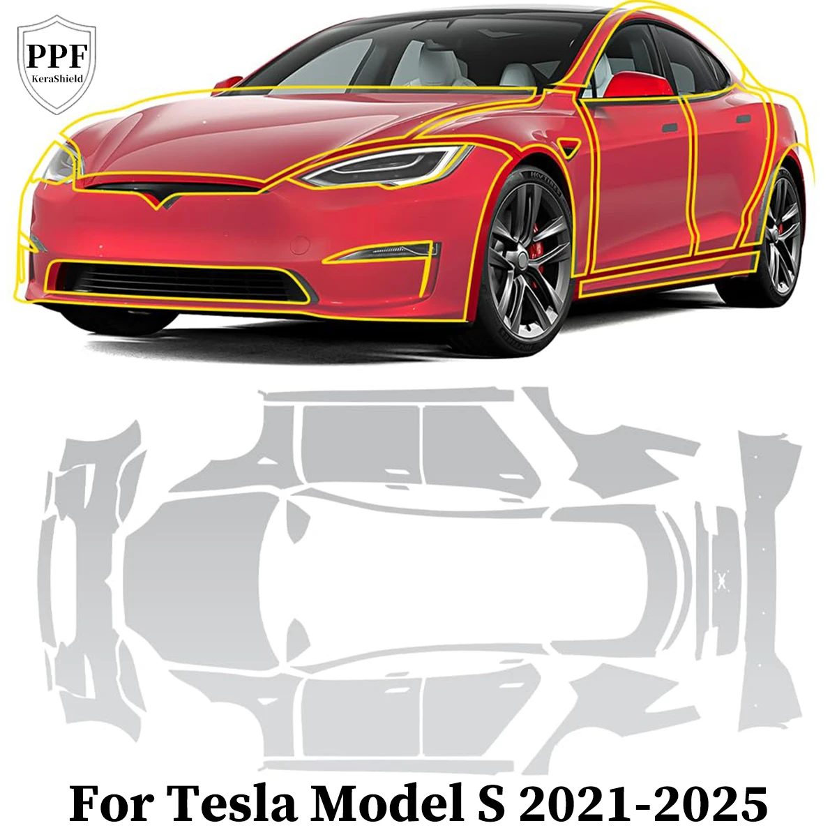 

For Tesla Model S 2021-2025 Pre-cut PPF TPU Anti-Scratch Car Paint Protection Film Clear Bra Invisible Repairable Self-adhesive