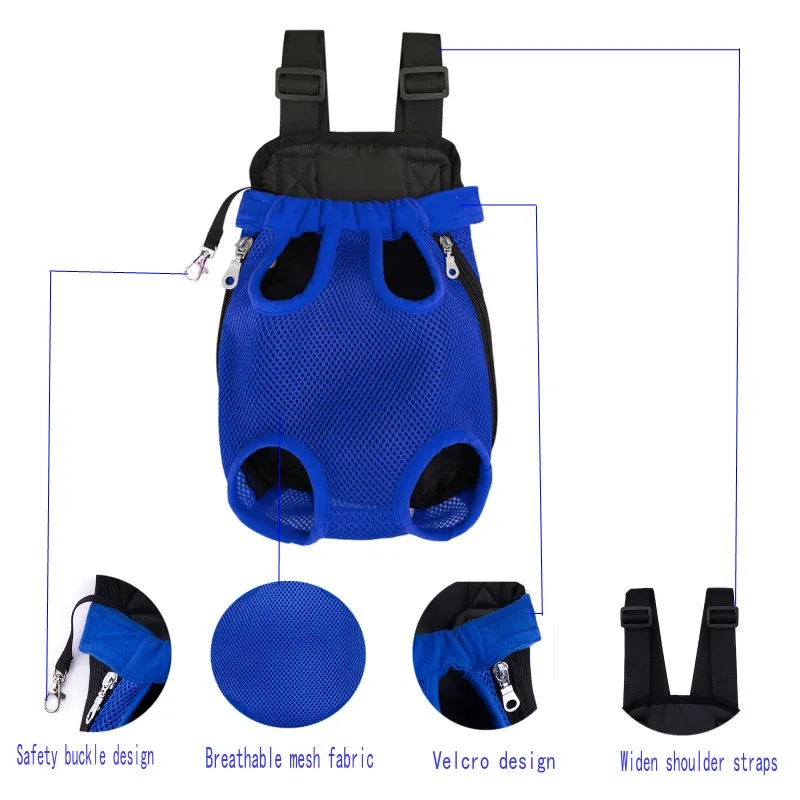 Double Shoulder Breathable Portable Travel Pet Dog Carrier Backpack Mesh Carrier Front Bag for Small Dog Cat Outdoor Accessories