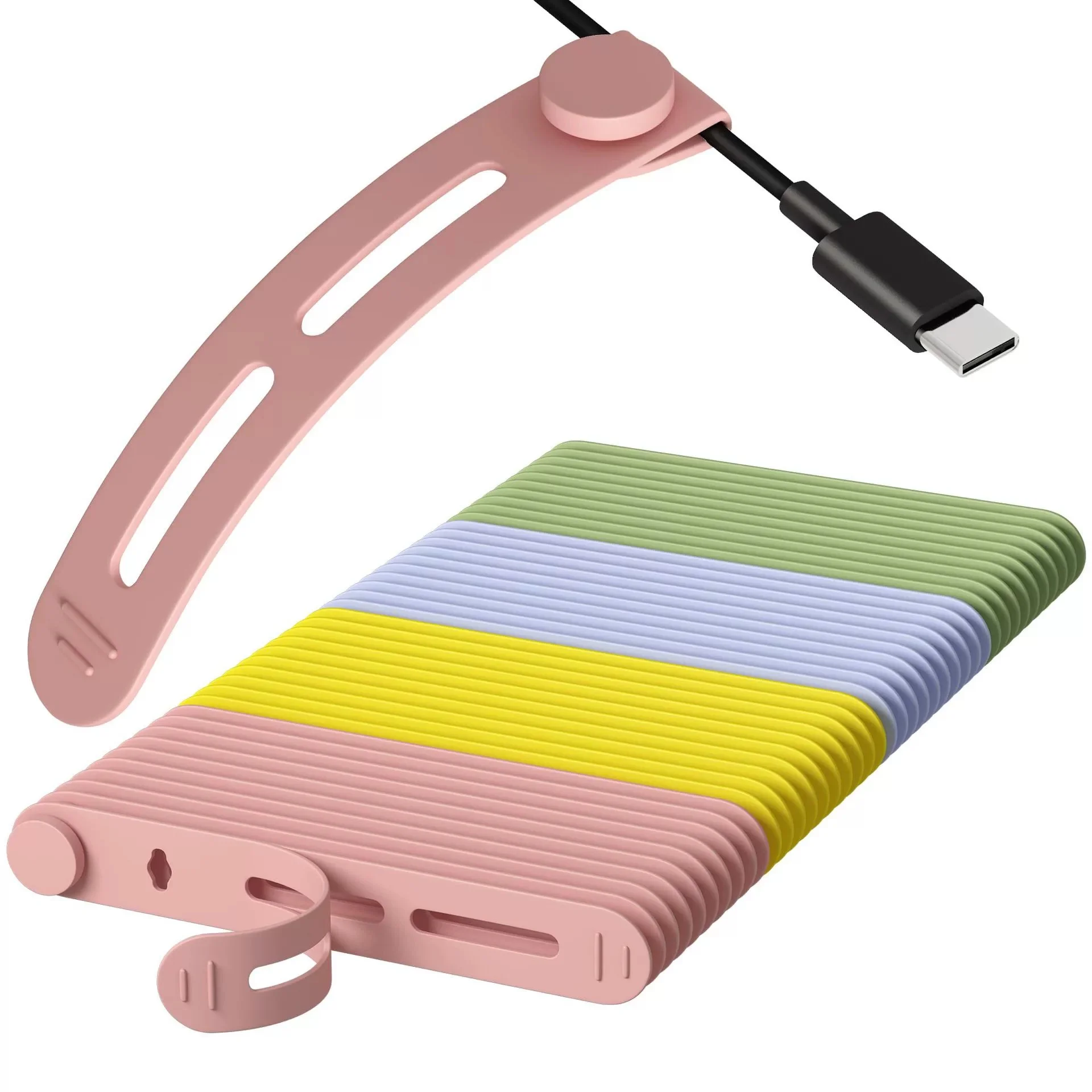 Silicone Cable Ties Reusable, Multipurpose Cable Management Organizer, Adjustable Fastening Cable Straps with Locking Buckles
