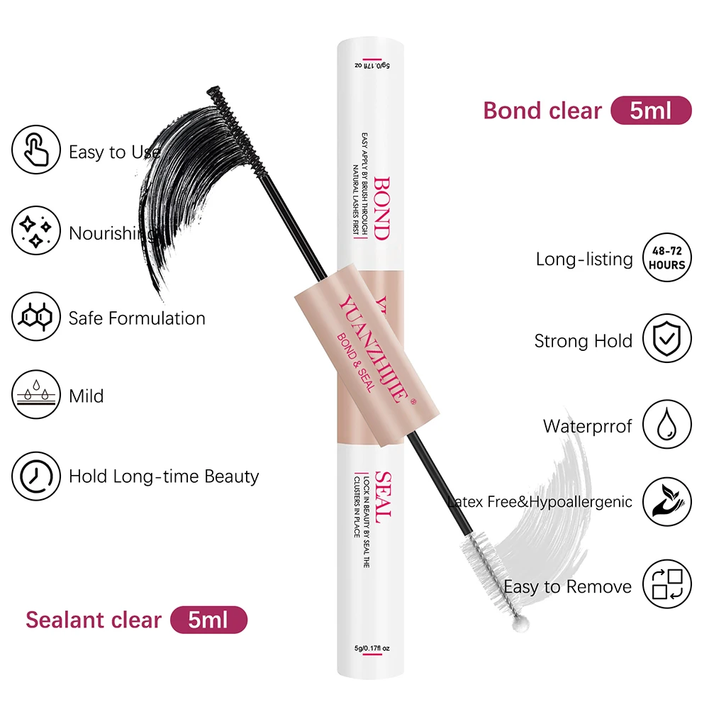 YUANZHIJIE  Bond Seal Cluster Eyelash Glue Waterproof Fast Drying Glue for Individual DIY Cluster Lash Strong Hold Lash Glue10ml