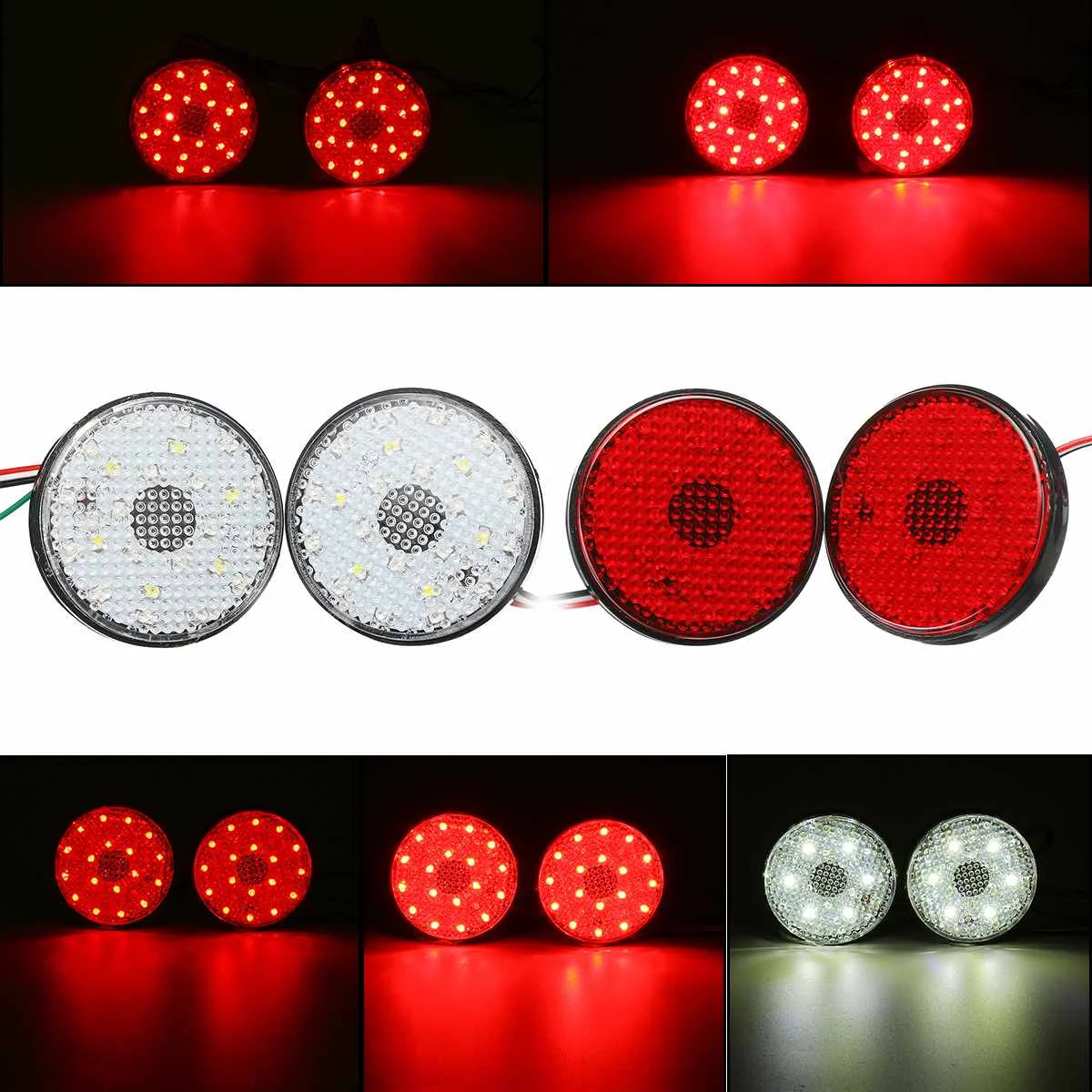 2 X Car 21SMD Reflector Lamp Light For Toyota Highlander Sequoia ZRR70 Noah Car Brake Clear Red Lens LED Rear Bumper Tail Stop