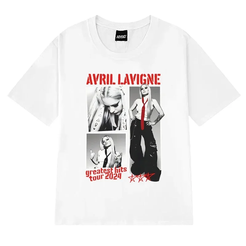 رائجة البيع أفريل لافين أعظم الزيارات جولة 2025 مطبوعة تي شيرت الرجال النساء المتضخم قصيرة الأكمام تي شيرت للجنسين 100% ملابس علوية من القطن