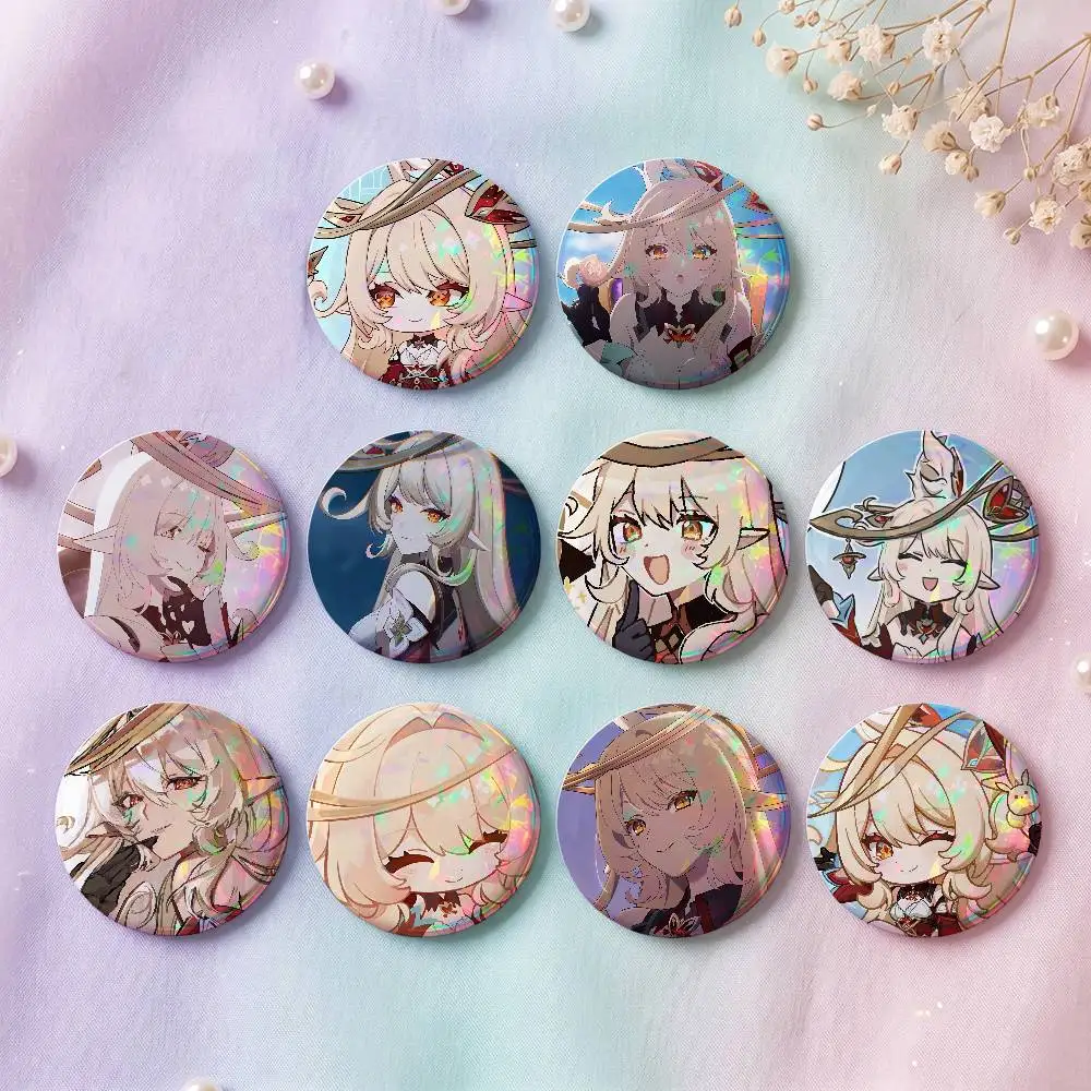 Alice Genshin Badges Button Round Creative Pin Brooch Badge Bag Decor Accessories Fans Collect Friends Gifts