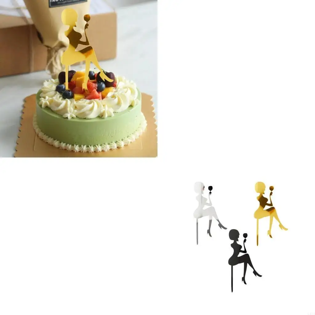 L43A Birthday Cake Double-Sided Glitter Acrylic Happy Birthday Cake Toppers, Birthday Decorations for Children Adults