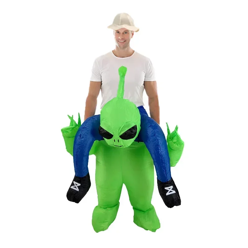 Et alienígena inflável terno alienígena monstro inflável traje assustador verde alienígena cosplay traje para adulto festa festival palco