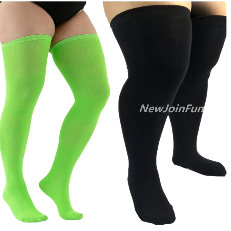 Plus Size Thigh High Socks Up To 200Lbs Striped Over Knee Stockings Long Boot High Tube Sock Leg Warmers