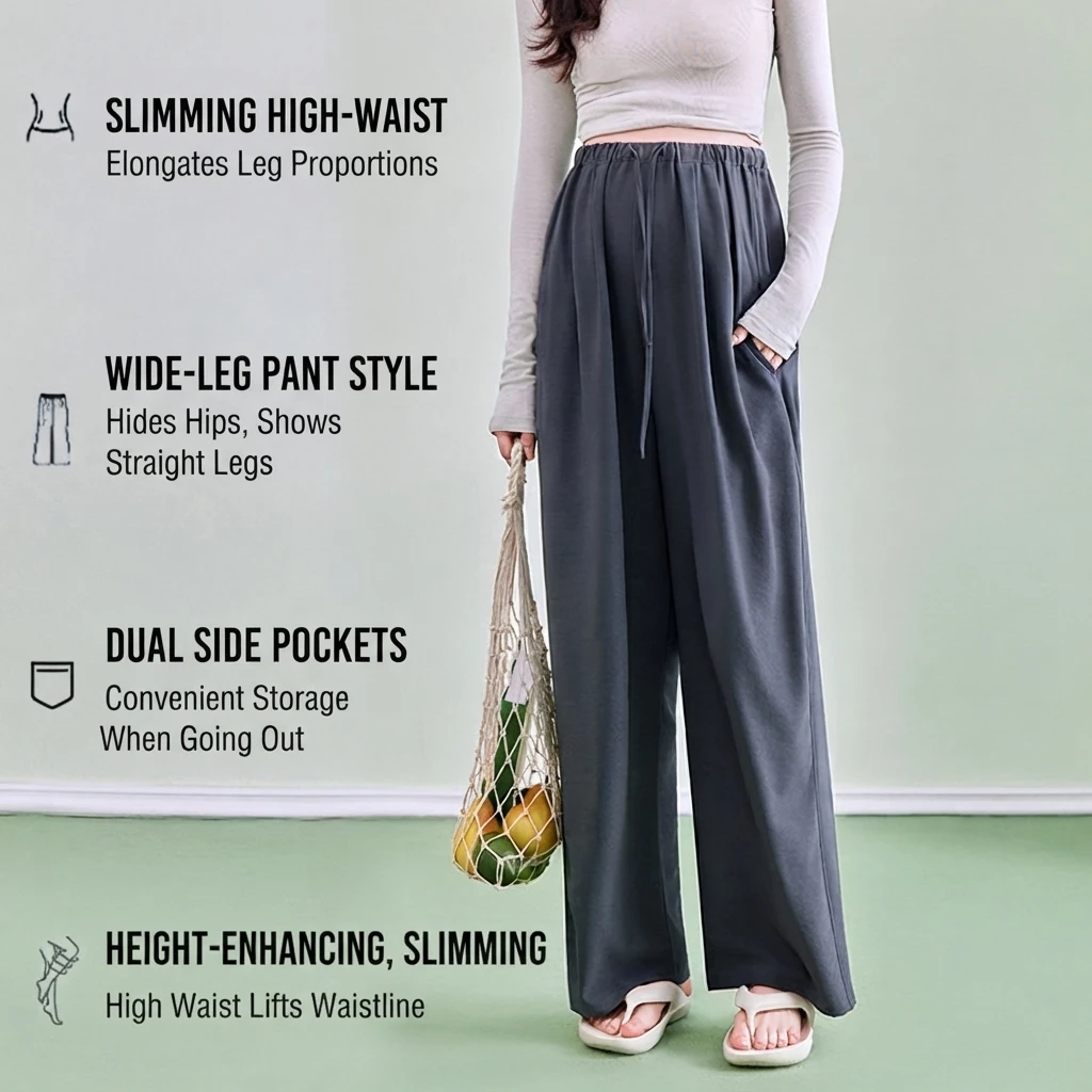 Maternity Wide Leg Pants Spring Summer Thin Loose High Waist Belly Support Polyester Outer Wear for Pregnant Women