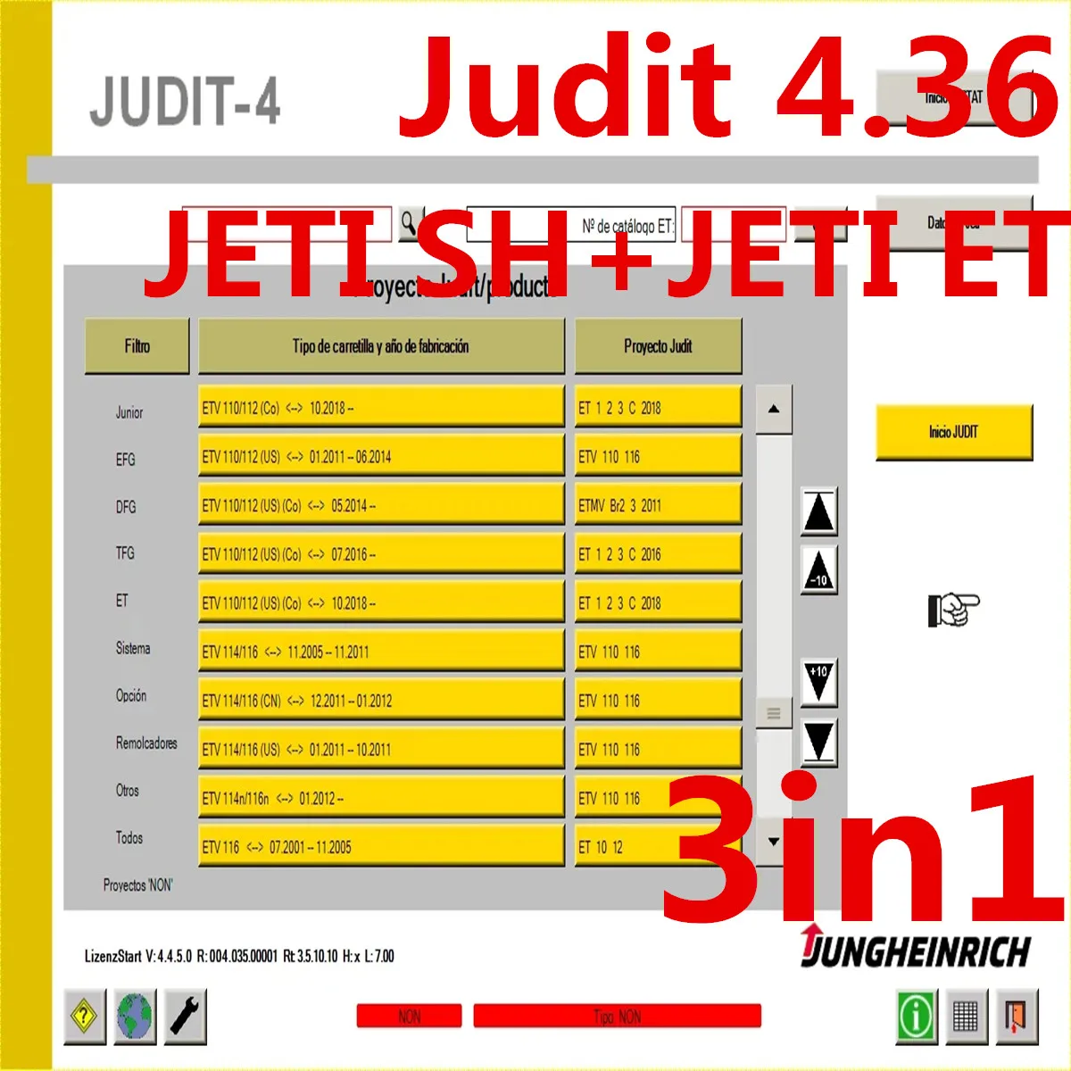 Newest 3 in1 Jungheinrich forklift JETI SH repair +JETI ET parts catalog (v4.36)+ JUDIT 4.36 - Diagnostic software+Never expired