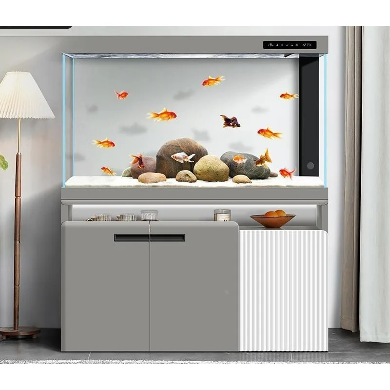 Ecological partition ultra-white large aquarium 2024 bottom filter new floor-to-ceiling household smart fish tank