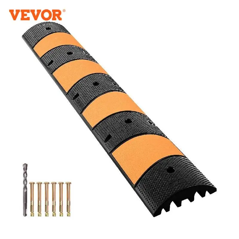 

VEVOR Rubber Speed Bump 2 Channel Speed Bump Hump 72.8 x 12.2 x 2.2 Garage Cable Ramp for Asphalt Concrete Gravel Driveway-6 FT