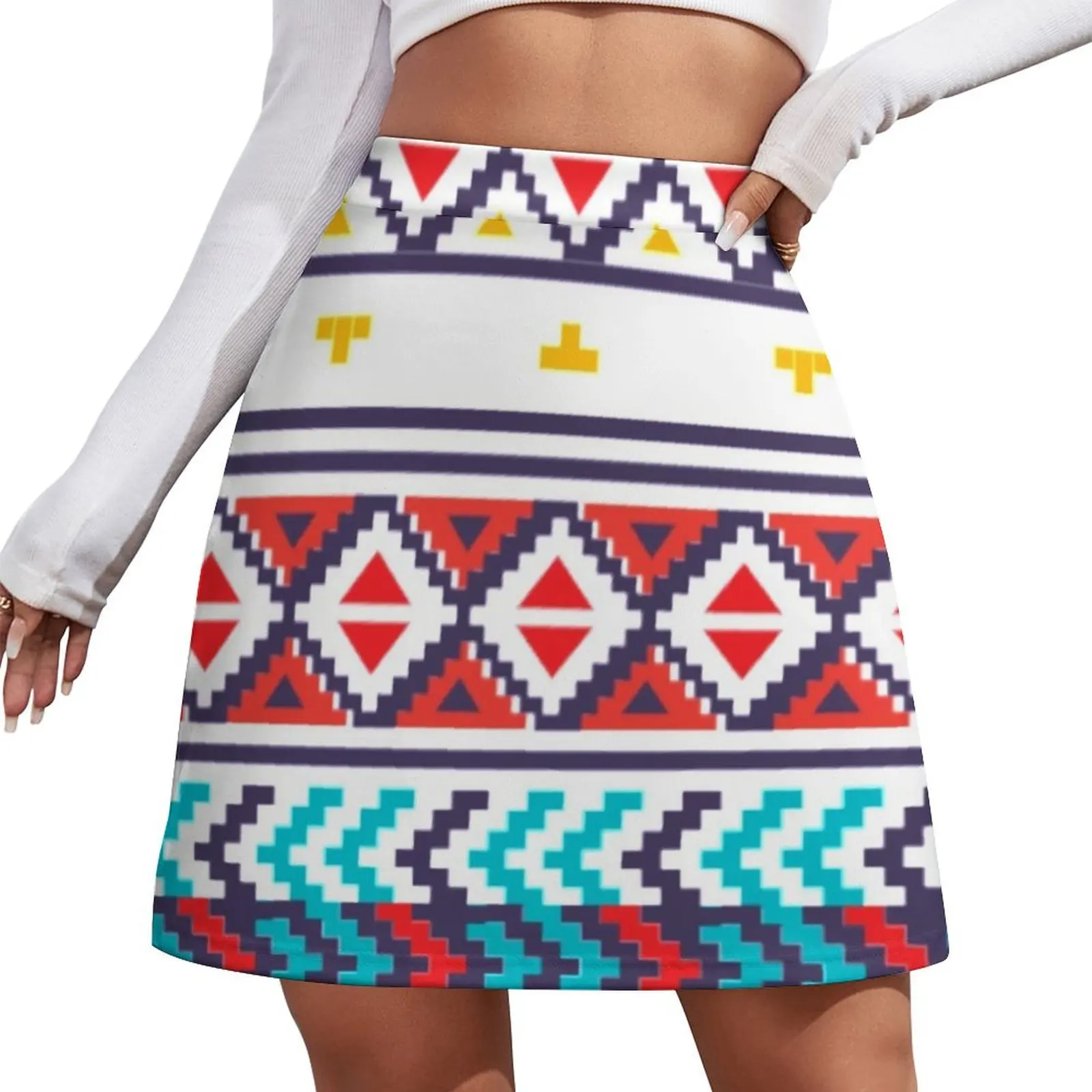 Aztec Essence Mini Skirt womans clothing Skirt satin sexy short mini skirts