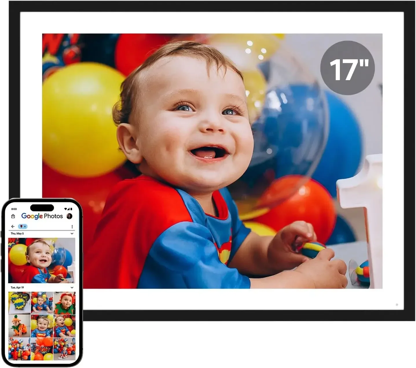 Digital Picture Frame Large 17 Inch Digital Photo Frame Share Pictures via Email Google Photos Web Browser App Electronic Pictur