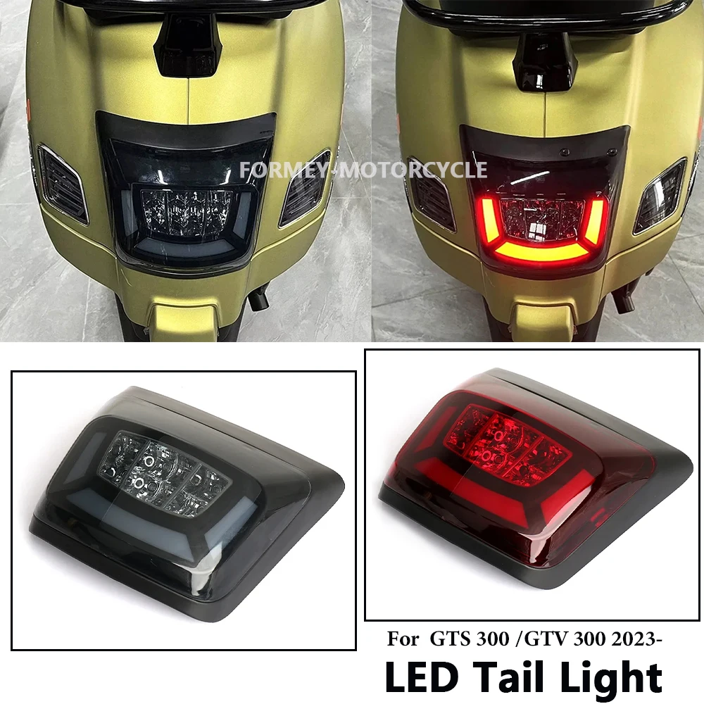 

For Vespa GTS300 GTV300 GTS GTV 300 2023 2024 LED Tail Brake Light Red Smoke Lens Rear License Lamp Daytime Running Signal 2024
