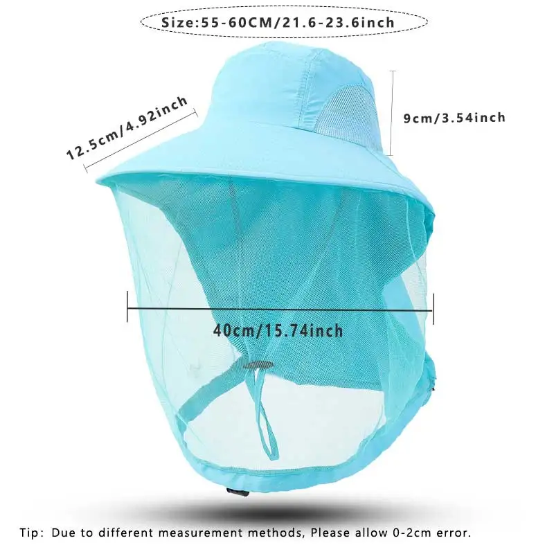 Unisex Summer Insect Proof Cap for Women Men Face Neck Protection Bucket Hat Outdoor Jungle Farm Fishing Sun Hat Breathable Veil