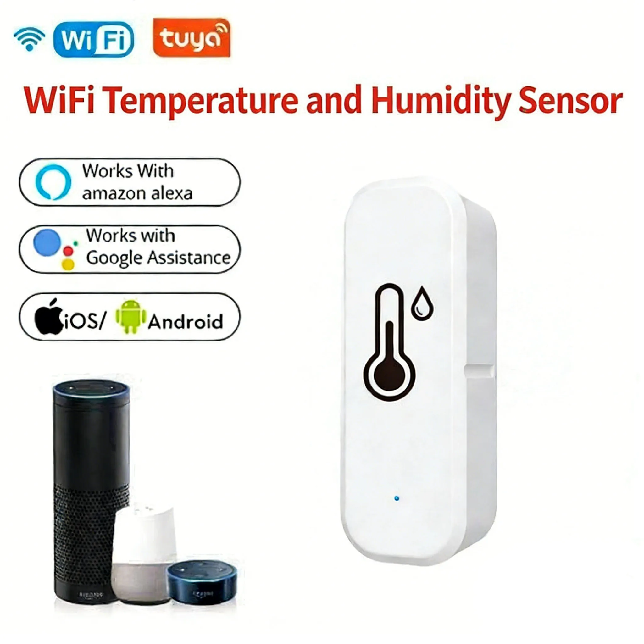 

Умный датчик Tuya, монитор температуры и влажности с Wi-Fi и Bluetooth, беспроводной детектор климата в помещении с оповещением через приложение, домашняя автоматизация
