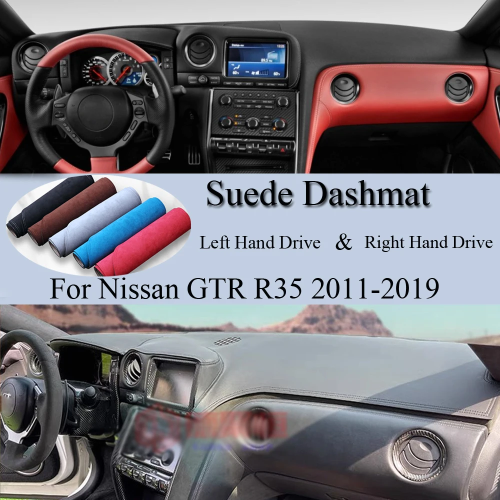 Suede Leather Dashmat Dashboard Cover Pad Dash Mat Carpet Car Accessory Sunshades For Nissan GTR R35 GT-R 2011 2012 2013-2019