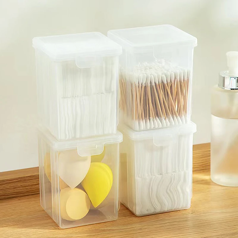 Dust-proof Cotton Swab Storage Box Cosmetic Sponge Box Transparent Beauty Egg Cosmetic Pads Box Bathroom Organizer Case