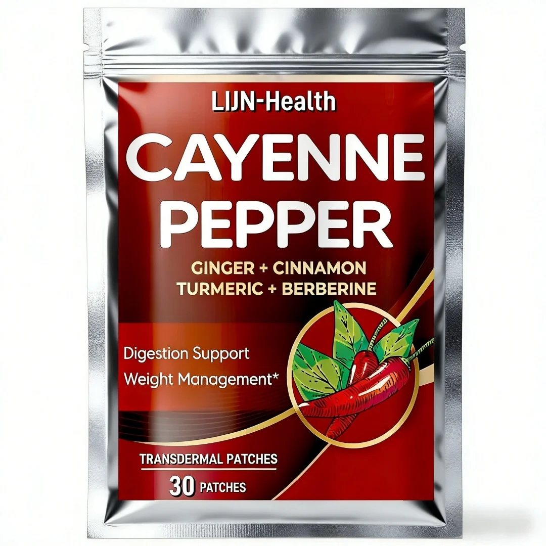 30 Patches Cayenne Pepper Transdermal Patches with Ginger, Cinnamon,Turmeric for Digestion Support, Immune System