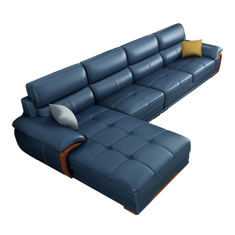 

Nordic leather sofa first layer cowhide living room furniture simple modern small apartment