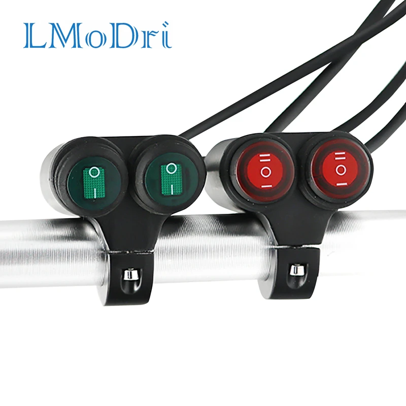 LMoDri-Joli universel en alliage d\'aluminium pour moto, remise en état du guidon, étanche, 2 interrupteurs de commande, indicateur lumineux, 12V,