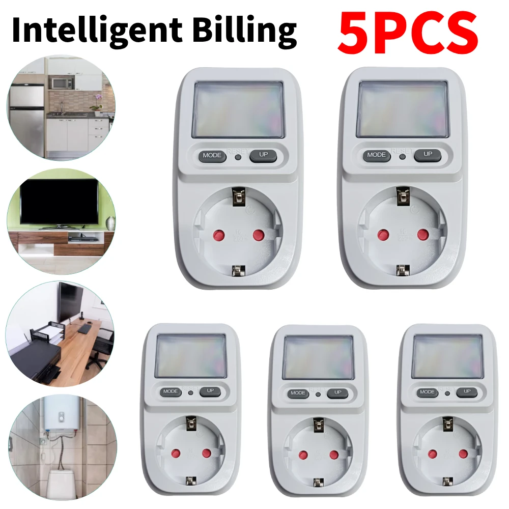 

230V Electricity Power Meter Wattmeter LCD Energy Billing Sockets Electric Tester EU Plug Measuring Outlet Power Analyzer