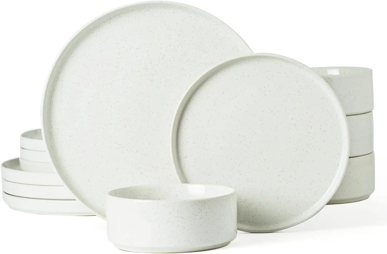 

Plates and Bowls Set, 12 Pieces Dinnerware Sets, Dishes Set for 4, White