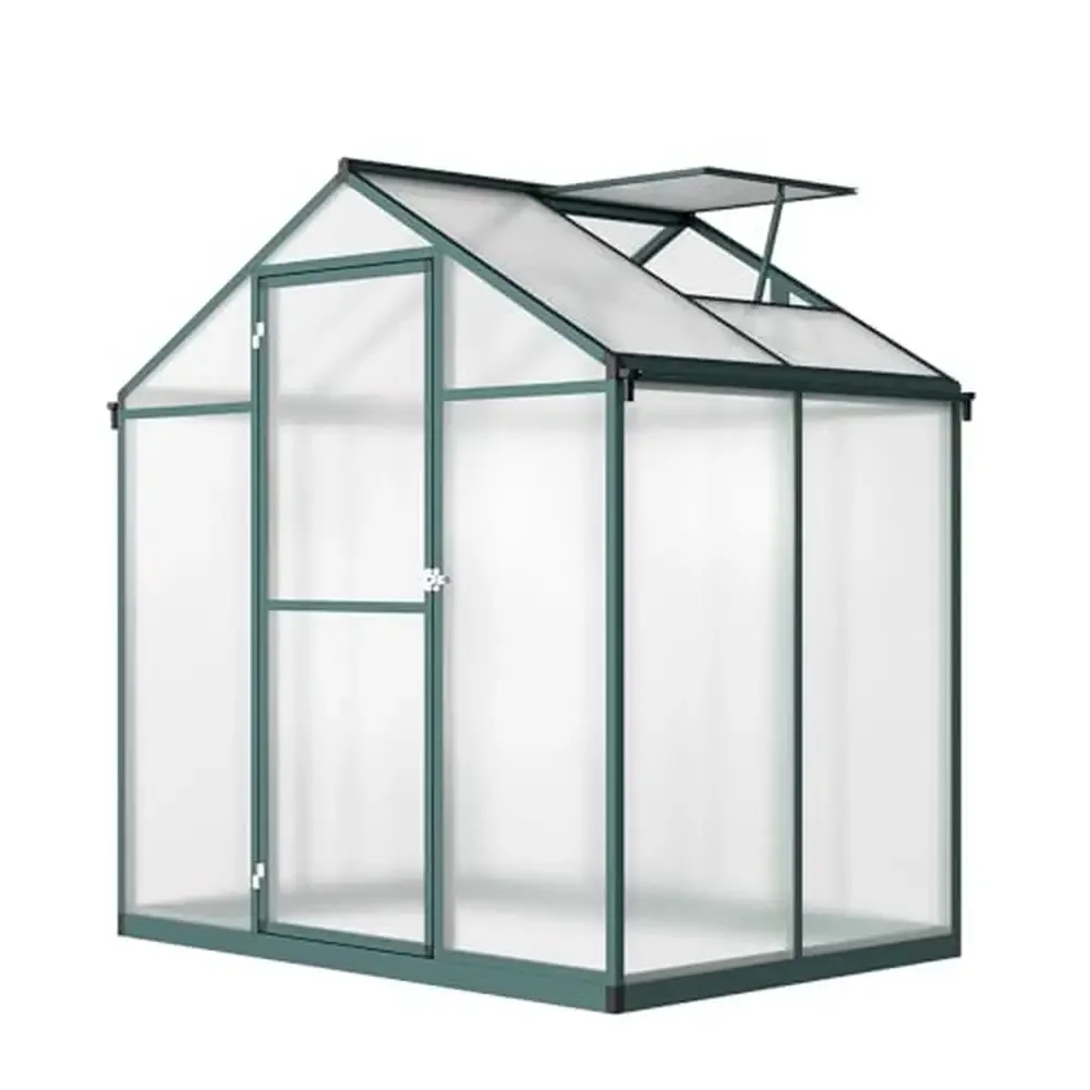 

6x4 FT Polycarbonate Greenhouse with Aluminum Frame UV Protection & Warmth Large Walk-in Design Roof Vent Optimal Growing