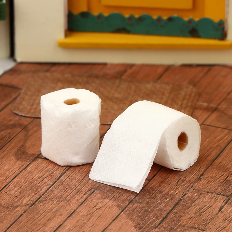 5Pcs 1:12 Dollhouse Miniature Paper Towel Roll Model Roll of Tissue Home Decor Toy Doll House Accessories Kids Pretend Play Toys