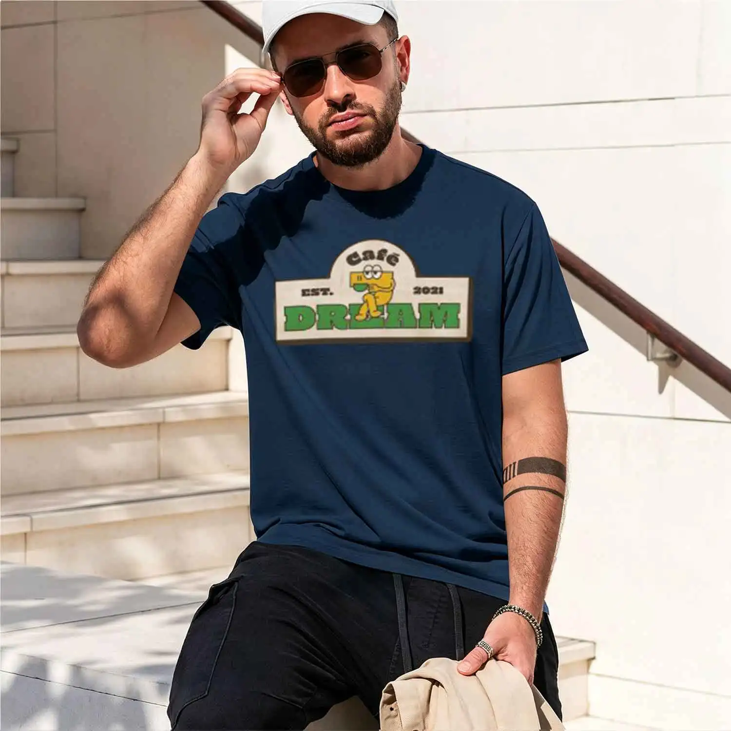 Cafe 7 eam Logo NCT EAM 2026 New Model Men’s Short-sleeve crewneck T-Shirt Classic Casual Multiple Colors and Sizes for Daily We view 3