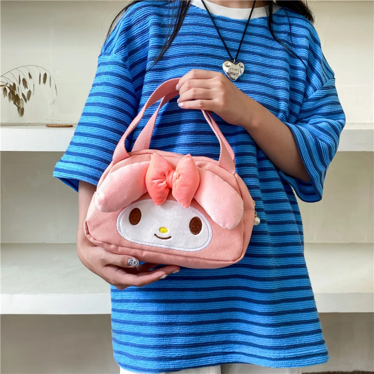 Hello Kitty Cosmetic Bag MINISO Handbag My Melody Portable Large Capacity Toiletry Storage Bag