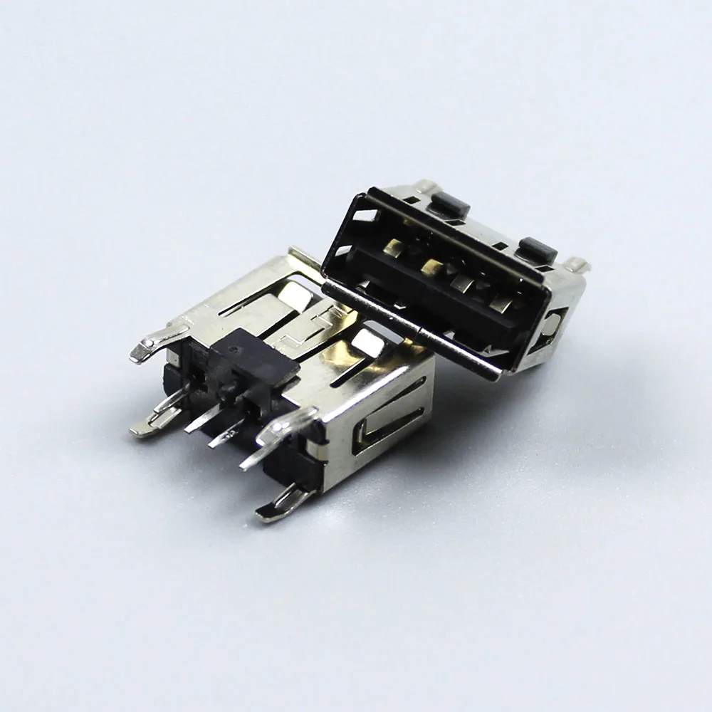 1-10PCS NEW A Type Flat Angle 180 Degree Female USB PCB Connector Socket USB Jack Plug