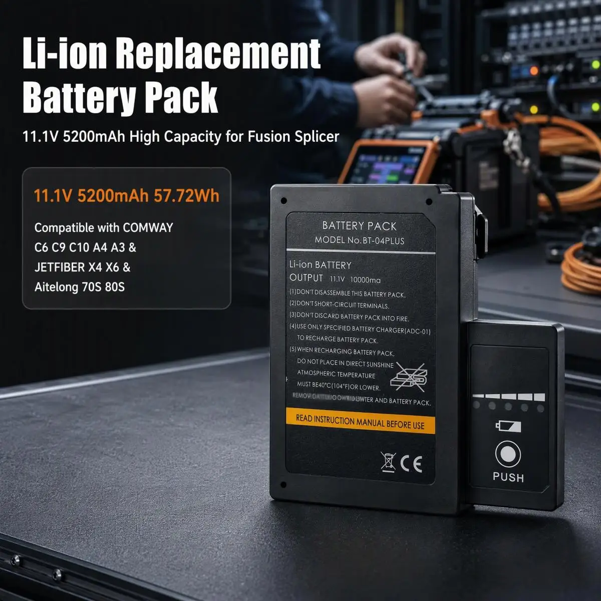 Replacement Battery Pack Compatible with COMWAY C6 C9 C10 A4 A3 JETFIBER X4 X6 Aitelong 70S 80S Fiber Optic Fusion Splicer