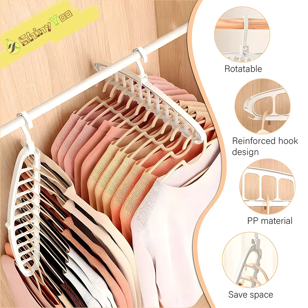 

Folding Multi-Hole Clothes Hanger Dormitory Closet Support Spiral Plastic Drying Hanger Space Saving Clothes Rack Organizers