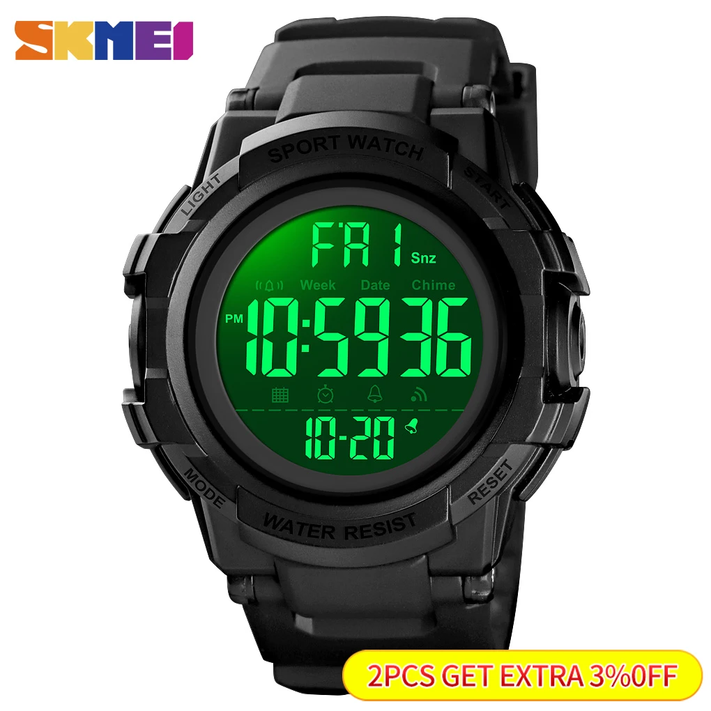 SKMEI Sport Men\'s Watches 2 Time Waterproof Digital Men Wristwatch Luminous Chrono Count Down Alarm Hour Clock montre homme 1568