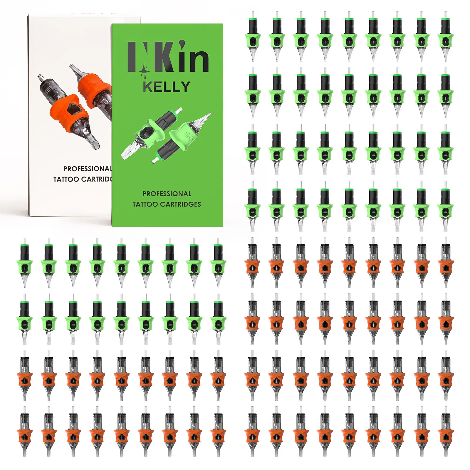 Inkin cartucho de agulhas de tatuagem, envoltório de silicone, cartucho de agulhas, borda de dedo, forro fino, shader, maquiagem permanente, tatuagem rl rs m1 rm