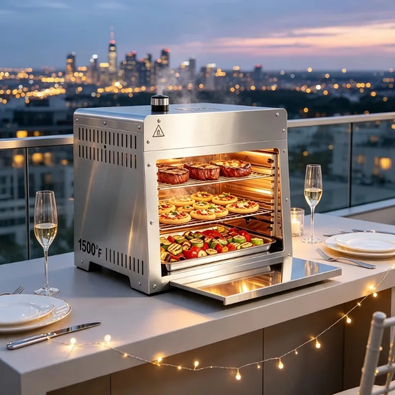Adjustable stainless steel grill, outdoor villa patio grill, suitable for grilling steaks, chicken and vegetables